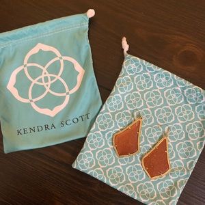 Kendra Scott burnt orange/gold pendant earrings